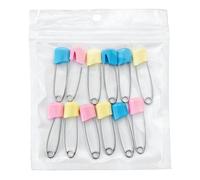 LIYJTK Safety Nappy Pins 12 Pack Stainless Steel Curved Diaper Pins with Plastic Head Secure Hold for Baby Cloth Diapers Laundry Crafting 4x1.9x0.5cm