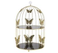 LIYJTK Scaffale per organizer per trucco con gabbia per uccelli dorata per la decorazione domestica
