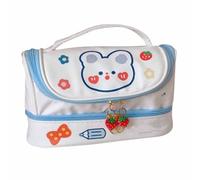 LIYJTK Supporto a doppio strato ad alta capacità PU Pencil Storage Holder Bag Creative for Students