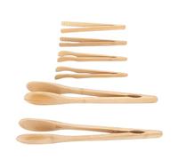 LIYJTK Wooden Cooking Tongs Set 6PCS Multipurpose Kitchen Utensils for Salad Cheese Fruits Bread Reusable Wooden Tongs Safe Heat Resistant