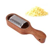 LIYJTK Wooden Handle Cheese Grater with Stainless Steel Container | Shred cheese chocolate and lemon into thin shavings using this handheld grater with storage space for easy access