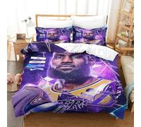 Liyoky Stampa 3D LeBron James Set Di Biancheria Da Letto Con 3 Pezzi Set Copripiumino Morbida Microfibra Per Ragazzi E Ragazze,coppie,camera Da Letto,decorazione Double（200x200cm）