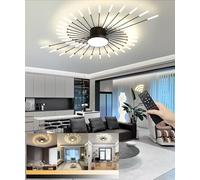 LIYYANG Moderna plafoniera LED luci fantasia 42+1teste Semi Flush Mount lampada da soffitto soggiorno Illuminazione a soffitto con telecomando lampadario per ufficio camera da letto (Nero, 42+1teste)