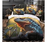 Lizard Portrait Set Di Copripiumino microfibra traspirante 3 Pezzi stampa 3D con federa Wildlife Set Di Copripiumino con federa soffice ultra morbido e traspirante for adulti Super king（260x220cm）