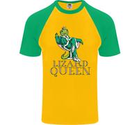 Lizard Queen Chameleon Bearded Dragon Uomo S/S Baseball T-Shirt
