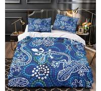 Lizard s Set Di Copripiumino 3 Pezzi stampa 3D microfibra traspirante con cerniera Aboriginal Dot Set Di Copripiumino con federa soffice traspirante for bambini e adolescenti Super king（260x220cm）