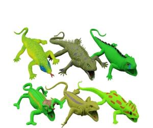 Lizard Toys Set da 9 pollici (confezione da 6), materiale super elastico, giocattolo da bagno lucertola-geco iguana camaleonte drago di