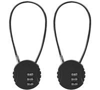 Lizbin 2 Pacco lucchetto a combinazione 3 cifre esterna impermeabile lucchetto, Locker Lock Palestra di blocco, Mini fune lucchetto a combinazione, codice di blocco serratura del cancello (nero)