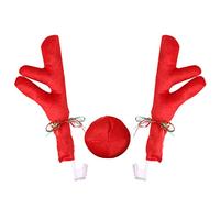 LIZEALUCKY Corna di Renna per Decorazioni Natalizie per Auto, Set di nasi di Corna di Renna per Auto Set di Auto per Renne Divertenti e Carini con campanelli di Corna di Renna per Auto da (Red)