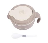 LIZEALUCKY Microwave Ramen Bowl with Lid and Handle Large Portable Soup Container 316 Stainless Steel Insulated Noodle Bowl with Spoon for Soup Noodles Porridge (Coffee Color)