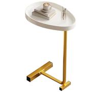 LIZEALUCKY Tavolino a forma di C Tavolino da caffè ovale piccolo a forma di uovo piccolo Tavolino da caffè all'estremità del divano che scorre sotto per il comodino della camera (Oro)