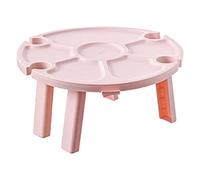 LIZEALUCKY Tavolo da vino pieghevole Struttura robusta portatile Tavolo con vassoio per snack facile da pulire per escursioni nel parco sulla spiaggia (Pink)