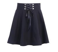 LIZHAYG Gothic Dress Gonna Mini Gotica Nera a Pieghe con Lacci e Cerniera Posteriore da Donna(XXL)
