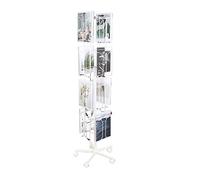 Lizhuzhuzs28 Ufficio Espositore girevole for riviste in metallo da pavimento con supporti for cataloghi e depliant letteratura(Bianco)