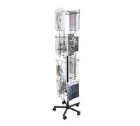 Lizhuzhuzs28 Ufficio Espositore girevole for riviste in metallo da pavimento con supporti for cataloghi e depliant letteratura(Nero)