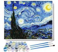liziciti Kit di pittura con i numeri, serie capolavori di Vincent Van Gogh, opere d'arte fai da te per adulti, bambini e principianti, 40 x 50 cm, senza cornice (notte stellata)