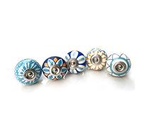 Lizipai Pomelli multicolore disegnati a mano con vite, accessori decorativi per mobili, pomelli in ceramica per armadi, cassetti, comò e armadi floreali (5 pezzi, colori assortiti)
