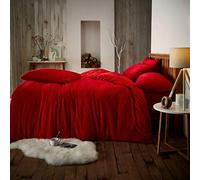 LIZZIE JACOBS Set con copripiumino lussuoso in pile Sherpa, super morbido, caldo e accogliente, reversibile, per letto singolo, rosso