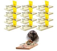 Lizzy 12 trappole per topi in legno | urable, riutilizzabili, a scatto, per topi e trappole per topi e controllo dei roditori, efficaci per uso interno in case e uffici in ambiente privo di parassiti