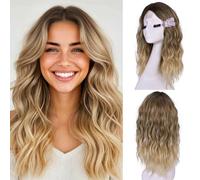 Lizzy Parrucca ondulata corta 18 pollici parte centrale parrucche bob ondulate ricci per le donne parrucche in fibra sintetica resistente al calore dall'aspetto naturale per l'uso quotidiano della