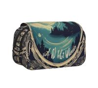 LJABCVNN Astuccio a doppio strato con stampa a conchiglia con scritta "Not All Who Wander are Lost 1", astuccio a 2 strati con tasche con cerniera, per ragazzi e ragazze