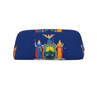 LJABCVNN Borsa in pelle con stampa bandiera dello Stato di New York con cerniera, borsa portaoggetti, organizer per trucchi per ufficio e uso quotidiano, Oro, Taglia unica, Valigia