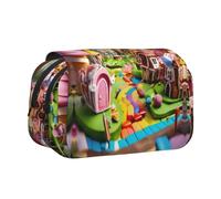 LJABCVNN Candy Land Print - Astuccio a doppia conchiglia per penne a 2 strati, con tasche con cerniera, per ragazzi e ragazze