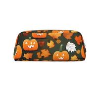 LJABCVNN Happy Thanksgiving Day - Astuccio in pelle con stampa zucca con cerniera, borsa portaoggetti, organizer per trucchi per ufficio e uso quotidiano, Argento, Taglia unica, Valigia