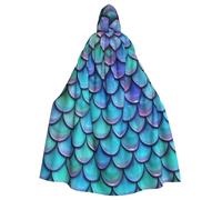 LJABCVNN Mantello con cappuccio per cosplay, feste, palcoscenico e balli in maschera, unisex, motivo a squame di pesce, sirena, colore foglia di tè
