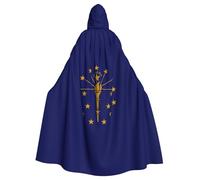 LJABCVNN Mantello con cappuccio unisex per adulti, motivo bandiera dell'Indiana, per cosplay, feste, palcoscenico, balli in costume