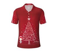 LJABCVNN Polo da uomo con stampa albero di Natale rosso, degno casual e business, adatta per la maggior parte degli uomini adulti, Nero , L