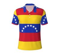 LJABCVNN Polo da uomo con stampa bandiera del Venezuela, degno casual e business, adatta per la maggior parte degli uomini adulti, Nero , M