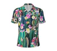 LJABCVNN Polo da uomo con stampa di cactus in fiore, degno casual e business, adatta per la maggior parte degli uomini adulti, Nero , XXL