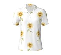 LJABCVNN Polo da uomo con stampa di girasoli in fiore, degno casual e business, adatta per la maggior parte degli uomini adulti, Nero , XL