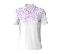 LJABCVNN Polo da uomo con stampa fiori lilla in fiore, degno casual e business, adatta per la maggior parte degli uomini adulti, Nero , M