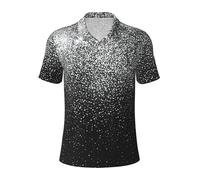 LJABCVNN Polo da uomo con stampa glitter argento lucido, degno casual e business, adatta per la maggior parte degli uomini adulti, Nero , XL