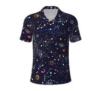 LJABCVNN Polo da uomo con stampa mappa costellazione stellare, degno casual e business, adatta per la maggior parte degli uomini adulti, Nero , XXL