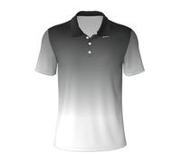 LJABCVNN Polo da uomo con stampa Ombre da bianco a nero, degno casual e business, adatta per la maggior parte degli uomini adulti, Nero , XL