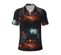 LJABCVNN Polo da uomo con stampa spaventosa di Halloween, degno casual e business, adatta per la maggior parte degli uomini adulti, Nero , XXL