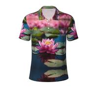 LJABCVNN Polo da uomo con stampa Spirit of The Lotus, degno casual e business, adatta per la maggior parte degli uomini adulti, Nero , 4XL