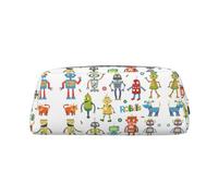 LJABCVNN Simpatico astuccio in pelle con stampa di robot dei cartoni animati, con cerniera, borsa portaoggetti, organizer per trucchi per ufficio e uso quotidiano, Argento, Taglia unica, Valigia