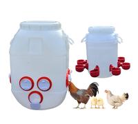 LJBD Automatico Mangiatoia 30-40Kg e Abbeveratoio 10L per Galline Semi-Trasparente Resistente HDPE, 10 Porte Alimentatore 8 Tazze Abbeveratoio per Pulcini Pollame(Color:Bianco)