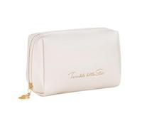 LJCZKA Beauty Case da Viaggio Donna,Porta Trucchi Borsa Organizer,Piccola Capacità Pochette Trucchi,Beauty Case Portatile in Morbida Pelle PU Perfetto per Viaggio/All'aperto (Bianco)
