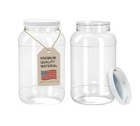 ljdeals Barattoli in plastica trasparente da 1 gallone con coperchio, contenitori a bocca larga, confezione da 2, senza BPA, per alimenti, prodotti negli Stati Uniti