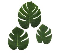 LJDJ Tropical Leaves Palm Set of 36 - Artificial Silk Fabric Monstera Decoration Leaf 3 Different Sizes Hawaiian Luau Jungle Beach Theme Par