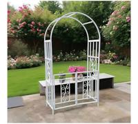 LJDJRHXH Arco da Esterno in Metallo con Cancello, Supporto per Rose E Piante Rampicanti, Pergolato Robusto per Decorazioni, Traliccio Ad Archetto per Feste E Matrimoni HLP 210 x 114 x 52 cm(Bianco)