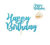 LJFEA 10 Pezzi Cake Topper Happy Birthday Decorazioni Torta, Acrilico Scritta Buon Compleanno per Torta, Cupcake Topper di Dolci Feste per Bambini Compleanno Forniture Feste (Blu)