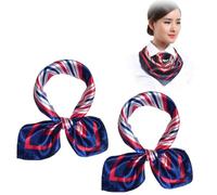 LJFEA 2 Sciarpe nautiche quadrate in finta seta Sciarpe rosse bianche blu Sciarpe da marinaio da donna