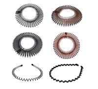 LJFEA 6 pezzi fascia pettine elastico con 2 fasce in metallo, fascia a zig zag rotonda elastica in plastica, anti-rottura, fascia a zig-zag, fascia flessibile, fascia sportiva per donne, ragazze