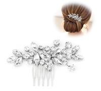 LJFEA Pettine da Sposa con Accessori di Cristallo con Fiori di Perla, Decorazione per Capelli da Sposa, Adatto per Il Matrimonio, Argento